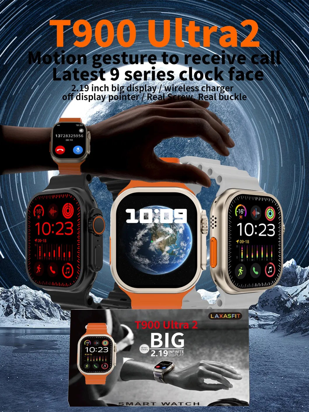 T900 Ultra 2 Series 9 Smartwatch β 2.19 Inch Bluetooth Call Watch with Wireless Charging & Fitness Tracking
