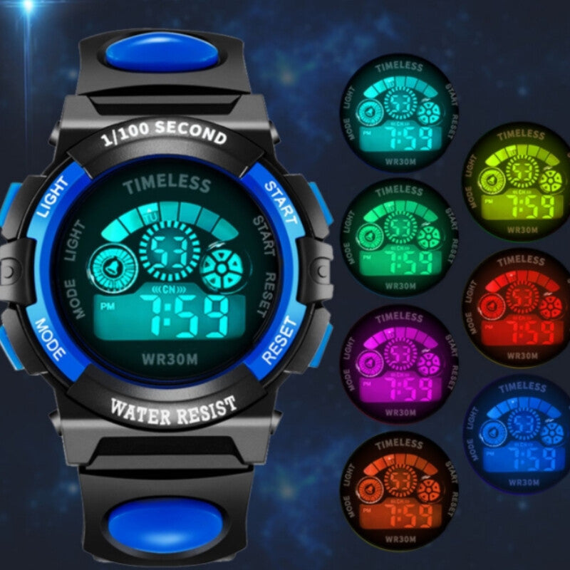LED-SPM-2250 Colorful Luminous Electronic Watch β Waterproof Multi-Functional Sports Watch