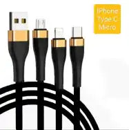 3-in-1 USB Cable | Fast Charging Multi-Port Charger for iPhone, Samsung & Xiaomi