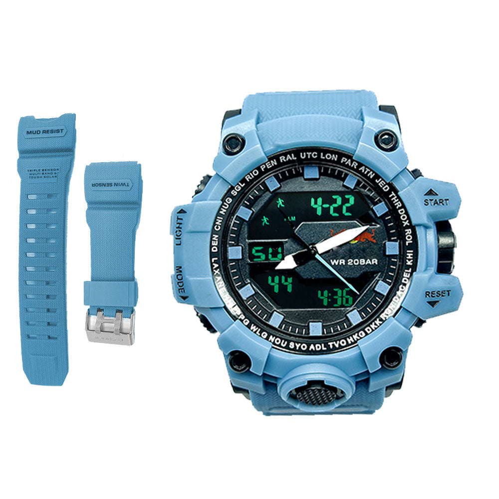 Military Mud Resist Dual Time Waterproof Sports Watch – Analog Digital Men’s Watch with Alarm & Stopwatch