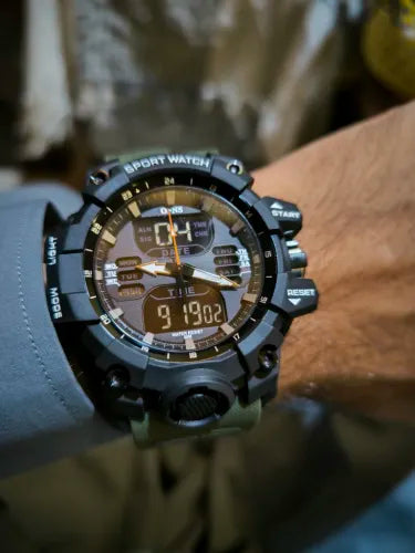 OFNS-S61260 Men’s Dual Display Sports Watch – Waterproof Military Quartz & Digital Wristwatc