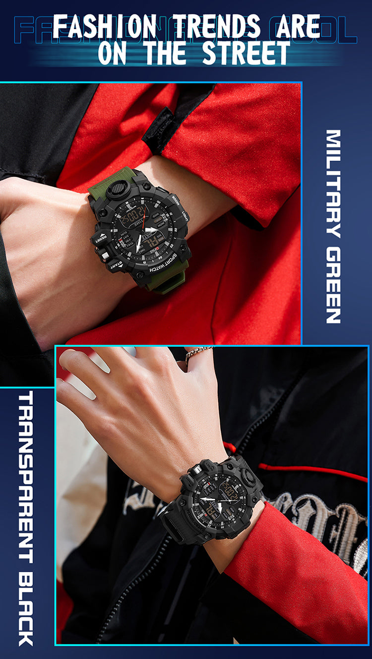 OFNS-S61260 Men’s Dual Display Sports Watch – Waterproof Military Quartz & Digital Wristwatc