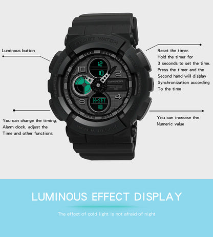 SANDA-60270 Men’s Waterproof Quartz Sports Watch – Dual Display Outdoor Watc