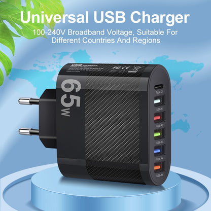 3.1A 5-Port USB Wall Charger 65W PD Adapter | QC 3.0 Fast Charging for iPhone, Samsung, Xiaomi, Huawei
