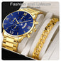 Q-1570 Men’s Fashion Business Quartz Watch with Stainless Steel Band &amp; Bracelet