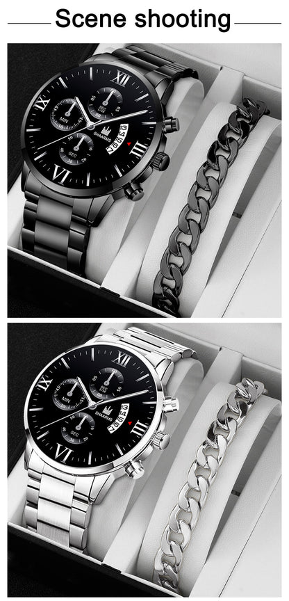 Q-1570 Men’s Fashion Business Quartz Watch with Stainless Steel Band &amp; Bracelet