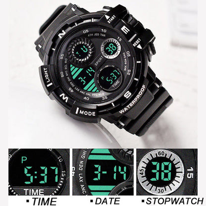 YIKAZE-S10 Black Digital Sports Watch – Waterproof Military LED Chronograph for Men