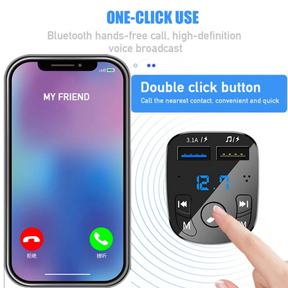 OLAF Car Bluetooth 5.0 FM Transmitter & Dual USB Car Charger – 3.1A Fast Charging MP3 Receiver