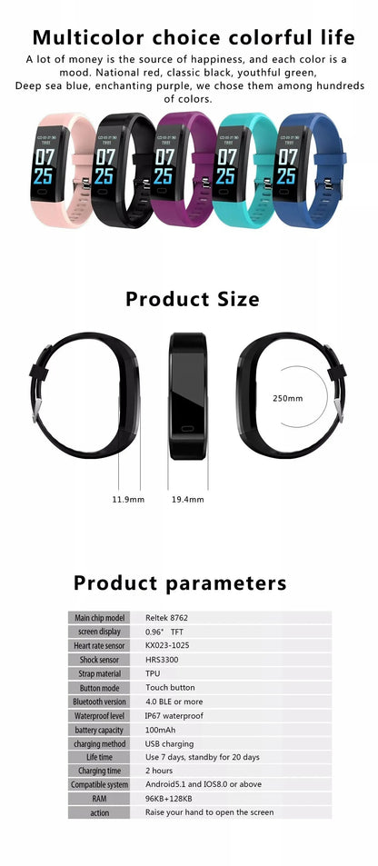 Q1 Smart Watch – Bluetooth Sports Fitness Bracelet with Heart Rate & Waterproof Design