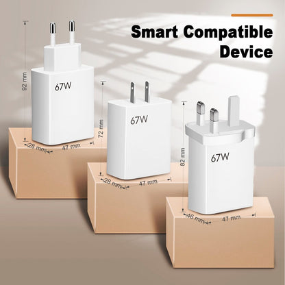 67W Fast Charger USB Type-C Quick Charge for Xiaomi Mi 13/12/11 Pro Ultra & Redmi Note Series