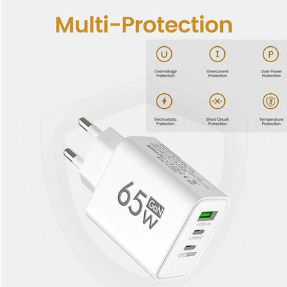 GaN 65W USB Type-C PD 3.0 Quick Charger | Fast Wall Adapter for iPhone 15, Samsung, Xiaomi, Huawei, OnePlus