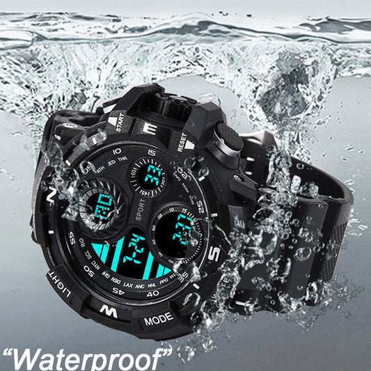 YIKAZE-S10 Black Digital Sports Watch – Waterproof Military LED Chronograph for Men