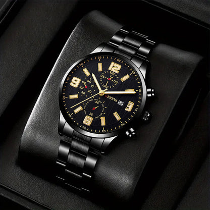 Q-2157 Men’s Quartz Watch &amp; Luxury Bracelet Set – Business &amp; Leisure Style