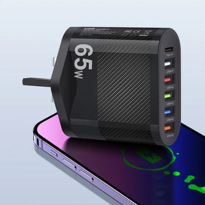 3.1A 5-Port USB Wall Charger 65W PD Adapter | QC 3.0 Fast Charging for iPhone, Samsung, Xiaomi, Huawei