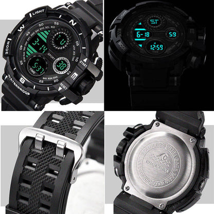 YIKAZE-S10 Black Digital Sports Watch – Waterproof Military LED Chronograph for Men