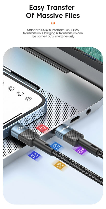Essager 100W USB-C to USB-C Cable | PD Fast Charging for MacBook, Samsung & Xiaomi