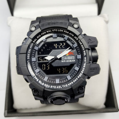 Military Mud Resist Dual Time Waterproof Sports Watch – Analog Digital Men’s Watch with Alarm &amp; Stopwatch