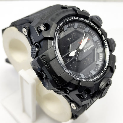 Military Mud Resist Dual Time Waterproof Sports Watch – Analog Digital Men’s Watch with Alarm &amp; Stopwatch
