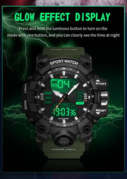 OFNS-S61260 Men’s Dual Display Sports Watch – Waterproof Military Quartz &amp; Digital Wristwatc